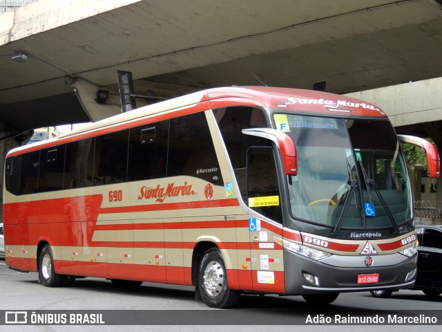 Santa Maria Fretamento e Turismo 690 na cidade de Belo Horizonte, Minas Gerais, Brasil, por Adão Raimundo Marcelino. ID da foto: 9586875.