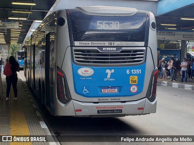 Viação Grajaú S.A. 6 1351 na cidade de São Paulo, São Paulo, Brasil, por Felipe Andrade Angelis de Mello. Número da foto: #9587145.