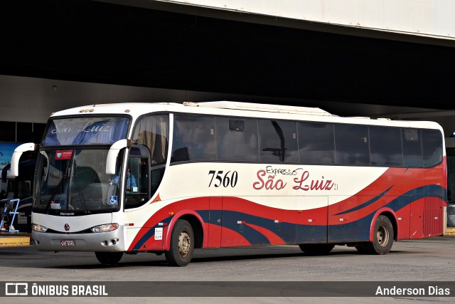 Expresso São Luiz 7560 na cidade de Goiânia, Goiás, Brasil, por Anderson Dias. Número da foto: #9586978.