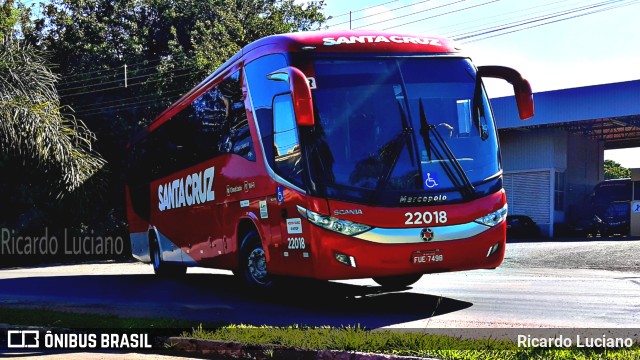 Viação Santa Cruz 22018 na cidade de Itapira, São Paulo, Brasil, por Ricardo Luciano. ID da foto: 9594253.