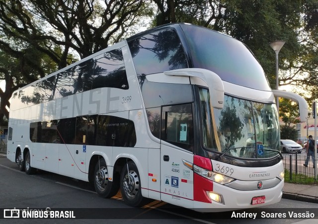 Auto Viação Catarinense 3699 na cidade de Curitiba, Paraná, Brasil, por Andrey  Soares Vassão. ID da foto: 9600663.