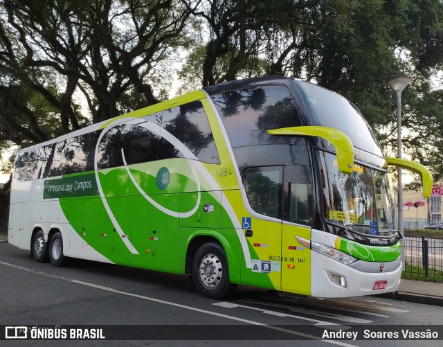 Expresso Princesa dos Campos 6884 na cidade de Curitiba, Paraná, Brasil, por Andrey  Soares Vassão. ID da foto: 9601499.