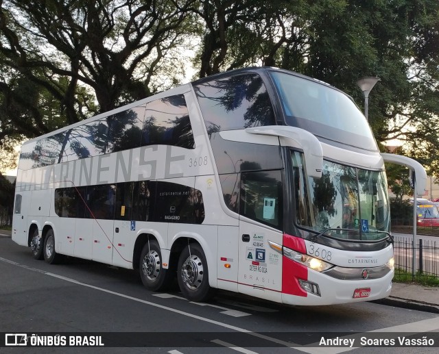 Auto Viação Catarinense 3608 na cidade de Curitiba, Paraná, Brasil, por Andrey  Soares Vassão. ID da foto: 9601544.