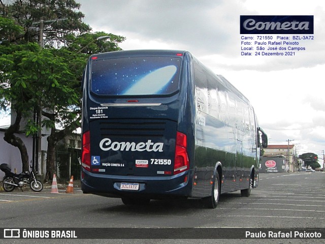 Viação Cometa 721550 na cidade de São José dos Campos, São Paulo, Brasil, por Paulo Rafael Peixoto. Número da foto: #9601736.