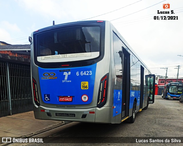 Transwolff Transportes e Turismo 6 6423 na cidade de São Paulo, São Paulo, Brasil, por Lucas Santos da Silva. ID da foto: 9522089.