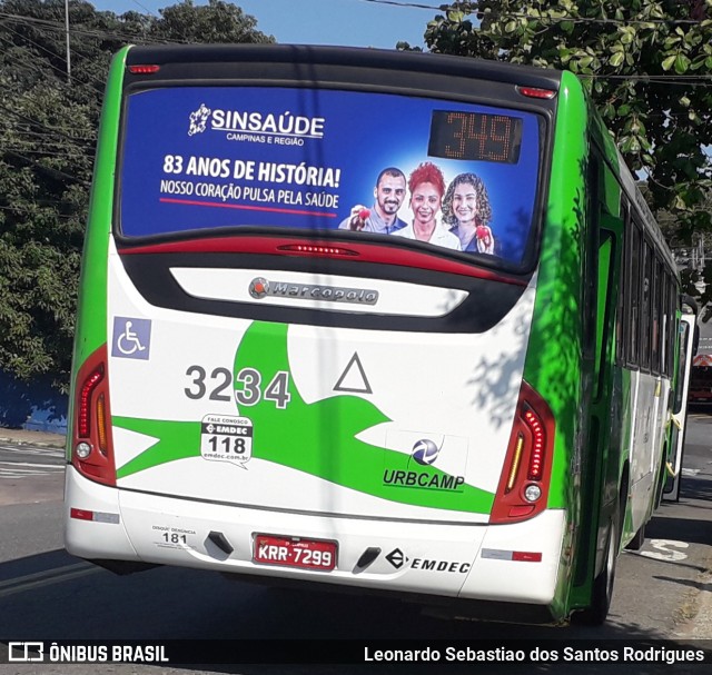 VB Transportes e Turismo 3234 na cidade de Campinas, São Paulo, Brasil, por Leonardo Sebastiao dos Santos Rodrigues. Número da foto: #9523055.