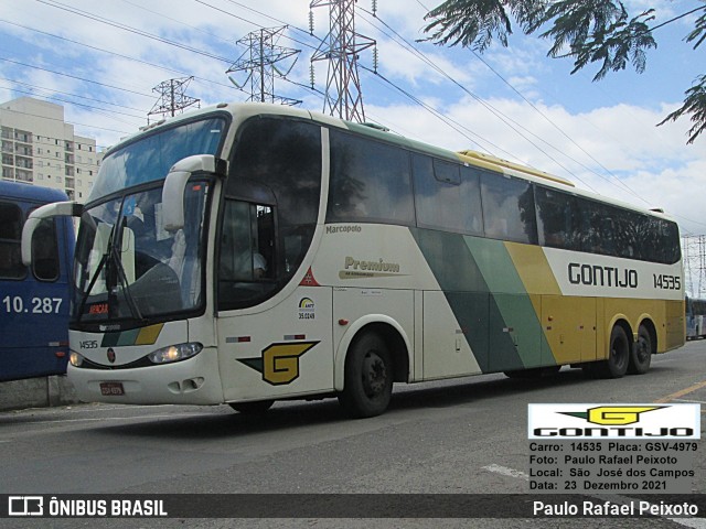 Empresa Gontijo de Transportes 14535 na cidade de São José dos Campos, São Paulo, Brasil, por Paulo Rafael Peixoto. ID da foto: 9606308.