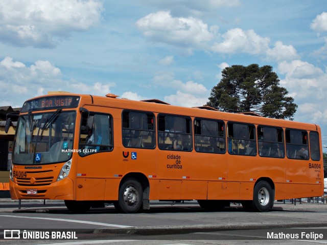 Transporte Coletivo Glória BA004 na cidade de Curitiba, Paraná, Brasil, por Matheus Felipe. Número da foto: #9527321.