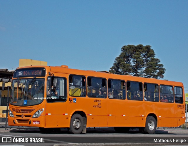 Transporte Coletivo Glória BA002 na cidade de Curitiba, Paraná, Brasil, por Matheus Felipe. Número da foto: #9527318.