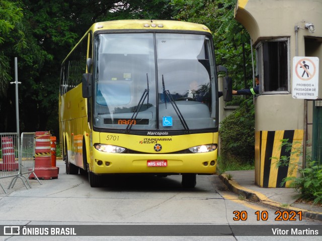 Viação Itapemirim 5701 na cidade de São Paulo, São Paulo, Brasil, por Vitor Martins. ID da foto: 9528285.