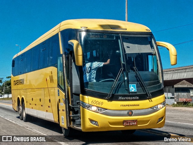 Viação Itapemirim 60069 na cidade de Campos dos Goytacazes, Rio de Janeiro, Brasil, por Breno Vieira. ID da foto: 9531473.