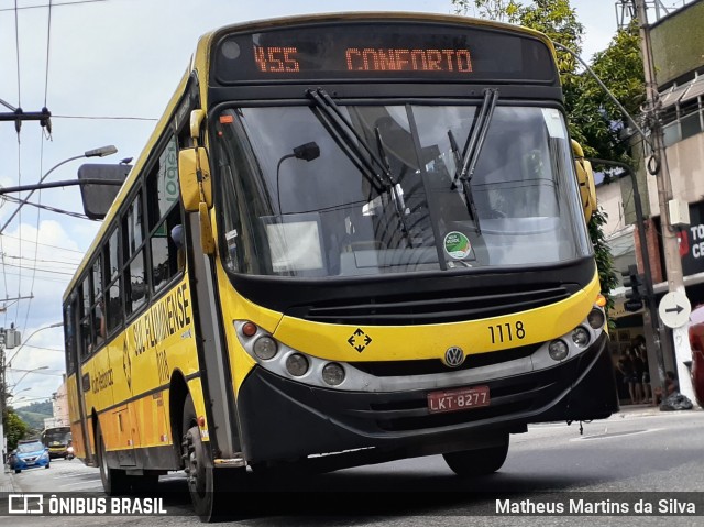 Viação Sul Fluminense 1118 na cidade de Volta Redonda, Rio de Janeiro, Brasil, por Matheus Martins da Silva. ID da foto: 8643251.