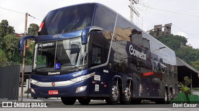 Viação Cometa 18306 na cidade de Santos, São Paulo, Brasil, por Davi Cesar. ID da foto: 8650644.