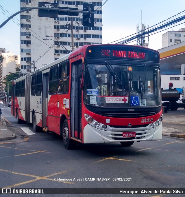 Itajaí Transportes Coletivos 2934 na cidade de Campinas, São Paulo, Brasil, por Henrique Alves de Paula Silva. ID da foto: 8650579.