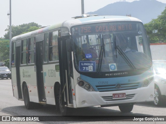 Transportes Barra C13510 na cidade de Rio de Janeiro, Rio de Janeiro, Brasil, por Jorge Gonçalves. ID da foto: 8653088.