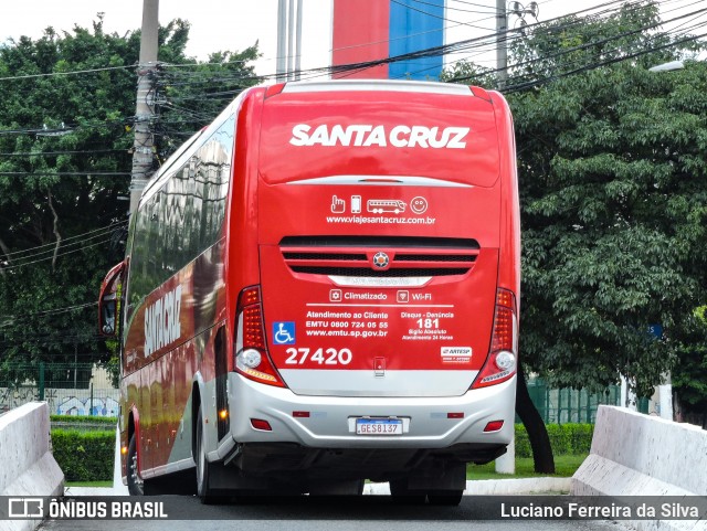 Viação Santa Cruz 27420 na cidade de São Paulo, São Paulo, Brasil, por Luciano Ferreira da Silva. ID da foto: 8655873.