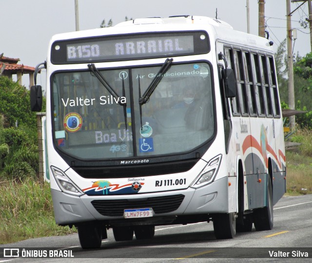 Auto Viação Salineira RJ 111.001 na cidade de Cabo Frio, Rio de Janeiro, Brasil, por Valter Silva. Número da foto: #8654562.