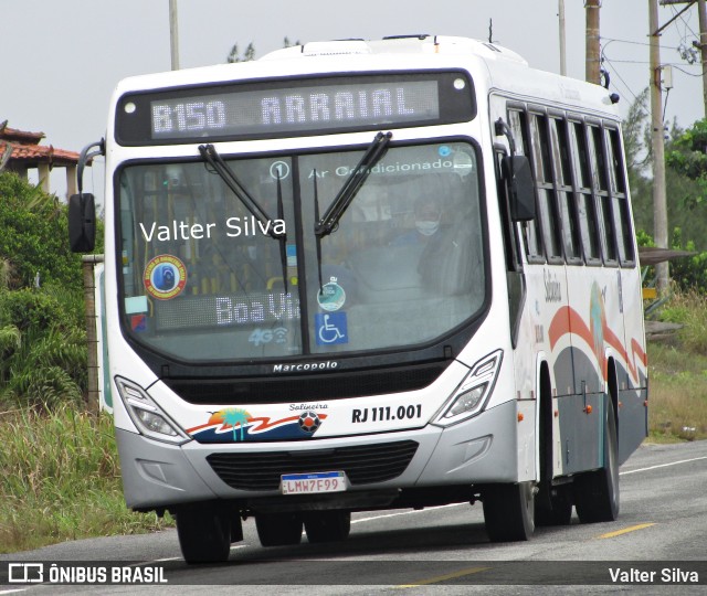 Auto Viação Salineira RJ 111.001 na cidade de Cabo Frio, Rio de Janeiro, Brasil, por Valter Silva. ID da foto: 8654562.