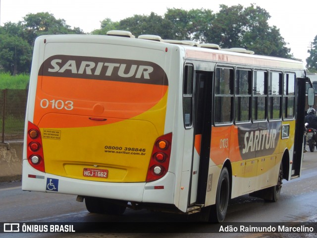 Saritur - Santa Rita Transporte Urbano e Rodoviário 0103 na cidade de Belo Horizonte, Minas Gerais, Brasil, por Adão Raimundo Marcelino. Número da foto: #8659312.