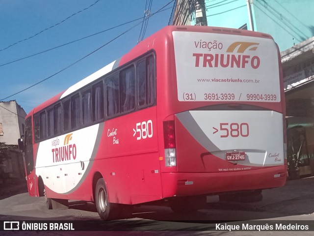 Viação Triunfo 580 na cidade de Belo Horizonte, Minas Gerais, Brasil, por Kaique Marquês Medeiros . ID da foto: 8660233.