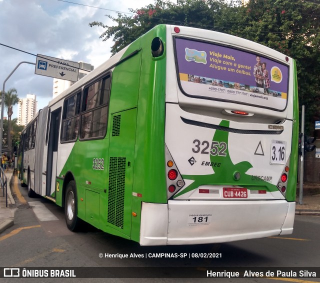 VB Transportes e Turismo 3252 na cidade de Campinas, São Paulo, Brasil, por Henrique Alves de Paula Silva. ID da foto: 8661201.