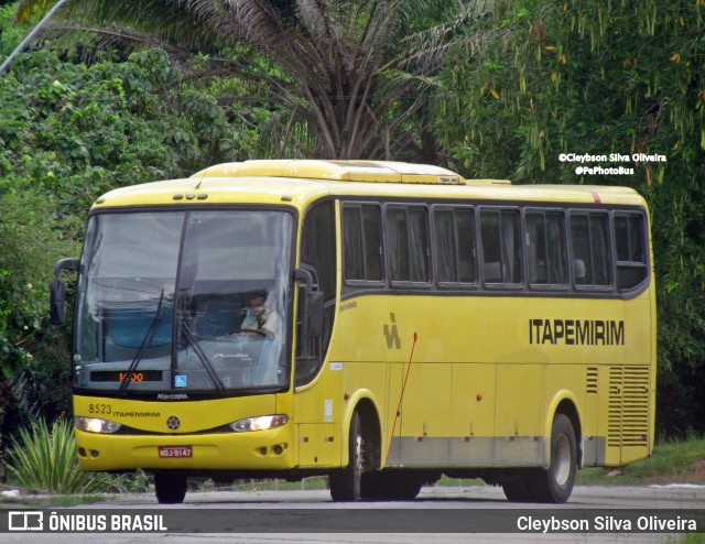 Viação Itapemirim 8523 na cidade de Recife, Pernambuco, Brasil, por Cleybson Silva Oliveira. ID da foto: 8661130.