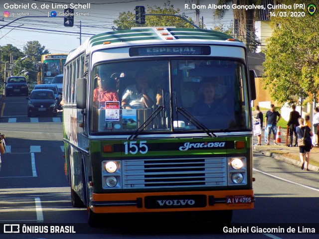 Viação Graciosa 155 na cidade de Curitiba, Paraná, Brasil, por Gabriel Giacomin de Lima. ID da foto: 8664847.