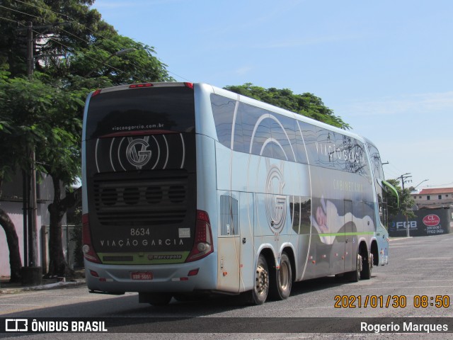 Viação Garcia 8634 na cidade de São José dos Campos, São Paulo, Brasil, por Rogerio Marques. ID da foto: 8672290.