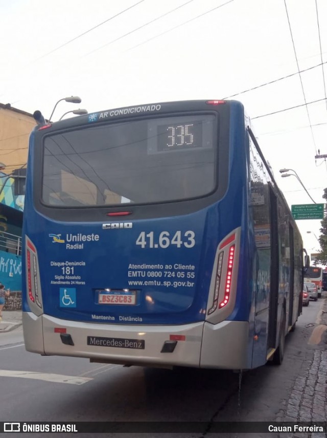 Radial Transporte Coletivo 41.643 na cidade de Itaquaquecetuba, São Paulo, Brasil, por Cauan Ferreira. ID da foto: 8674565.