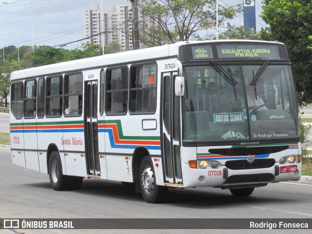 Auto Ônibus Santa Maria Transporte e Turismo 07018 na cidade de Natal, Rio Grande do Norte, Brasil, por Rodrigo Fonseca. ID da foto: 8683322.