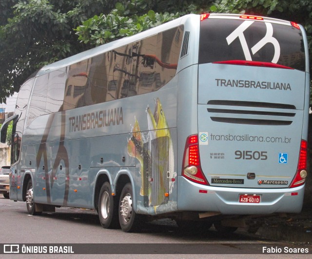 Transbrasiliana Transportes e Turismo 91505 na cidade de Belém, Pará, Brasil, por Fabio Soares. ID da foto: 8685275.