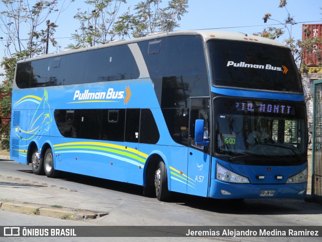 Pullman Bus A-57 na cidade de Santiago, Santiago, Metropolitana de Santiago, Chile, por Jeremias Alejandro Medina Ramirez. ID da foto: 8689747.