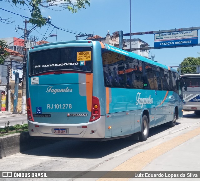 Auto Ônibus Fagundes RJ 101.278 na cidade de Niterói, Rio de Janeiro, Brasil, por Luiz Eduardo Lopes da Silva. ID da foto: 8689055.