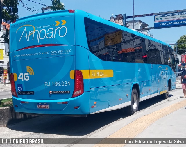 Viação Nossa Senhora do Amparo RJ 186.034 na cidade de Niterói, Rio de Janeiro, Brasil, por Luiz Eduardo Lopes da Silva. ID da foto: 8689049.