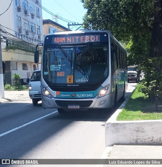 Auto Ônibus Fagundes RJ 101.340 na cidade de Niterói, Rio de Janeiro, Brasil, por Luiz Eduardo Lopes da Silva. ID da foto: 8689085.