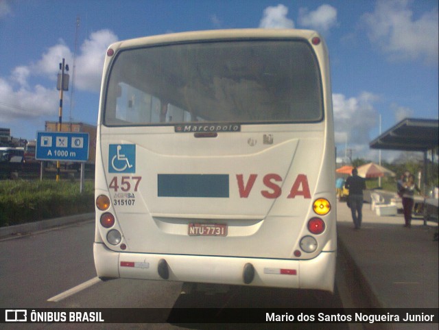 VSA - Viação Sol de Abrantes 457 na cidade de Salvador, Bahia, Brasil, por Mario dos Santos Nogueira Junior. Número da foto: #8692725.