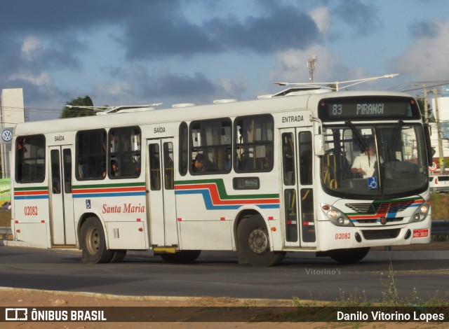 Auto Ônibus Santa Maria Transporte e Turismo 02082 na cidade de Natal, Rio Grande do Norte, Brasil, por Danilo Vitorino Lopes. ID da foto: 8692645.