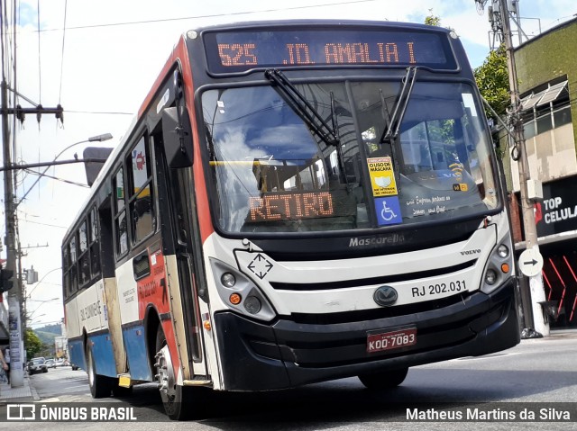 Viação Sul Fluminense RJ 202.031 na cidade de Volta Redonda, Rio de Janeiro, Brasil, por Matheus Martins da Silva. ID da foto: 8622184.