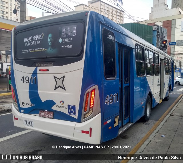 Onicamp Transporte Coletivo 4911 na cidade de Campinas, São Paulo, Brasil, por Henrique Alves de Paula Silva. Número da foto: #8625260.