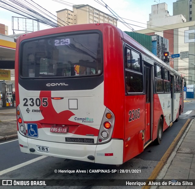 Expresso CampiBus 2305 na cidade de Campinas, São Paulo, Brasil, por Henrique Alves de Paula Silva. Número da foto: #8625257.