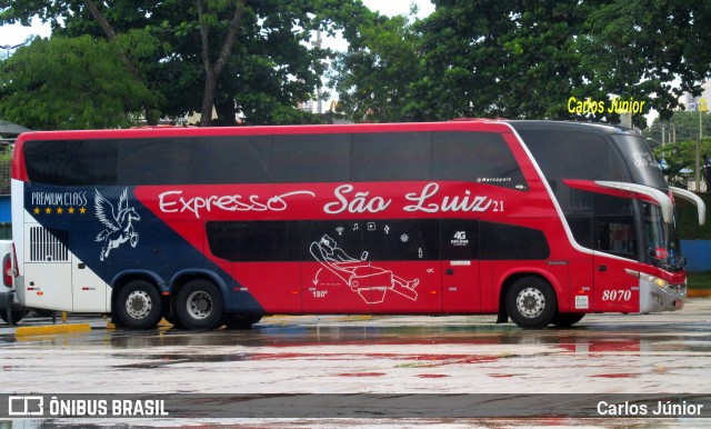 Expresso São Luiz 8070 na cidade de Goiânia, Goiás, Brasil, por Carlos Júnior. Número da foto: #8626524.