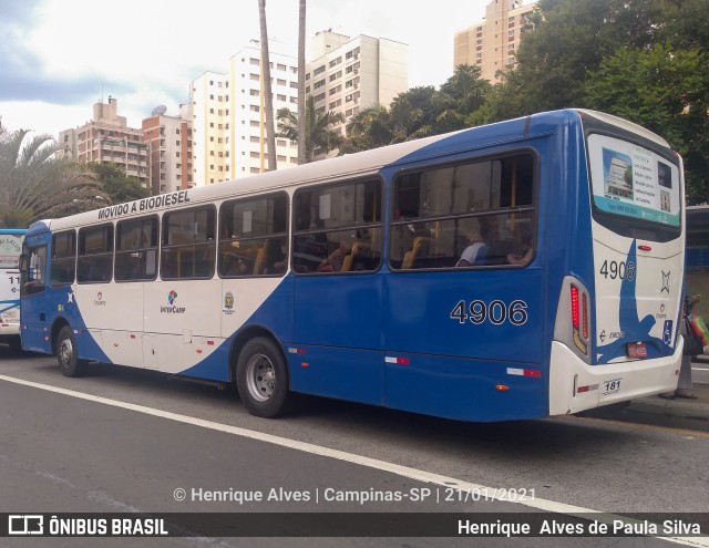 Onicamp Transporte Coletivo 4906 na cidade de Campinas, São Paulo, Brasil, por Henrique Alves de Paula Silva. Número da foto: #8632814.