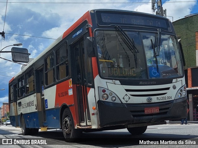 Viação Sul Fluminense RJ 202.004 na cidade de Volta Redonda, Rio de Janeiro, Brasil, por Matheus Martins da Silva. ID da foto: 8693483.