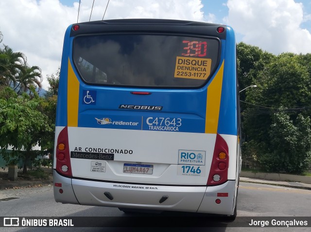 Viação Redentor C47643 na cidade de Rio de Janeiro, Rio de Janeiro, Brasil, por Jorge Gonçalves. Número da foto: #8721742.