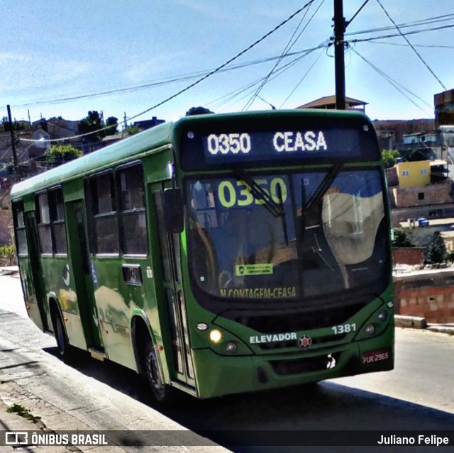 Viação Belo Monte Transportes Coletivos 1381 na cidade de Contagem, Minas Gerais, Brasil, por Juliano Felipe. Número da foto: #8722625.