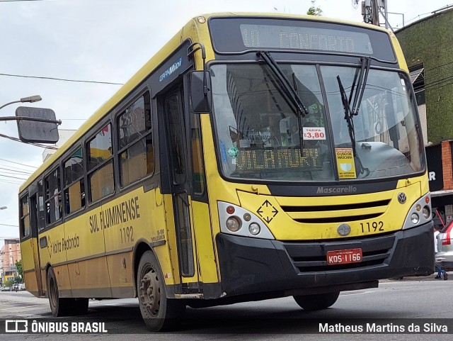 Viação Sul Fluminense 1192 na cidade de Volta Redonda, Rio de Janeiro, Brasil, por Matheus Martins da Silva. ID da foto: 8728560.