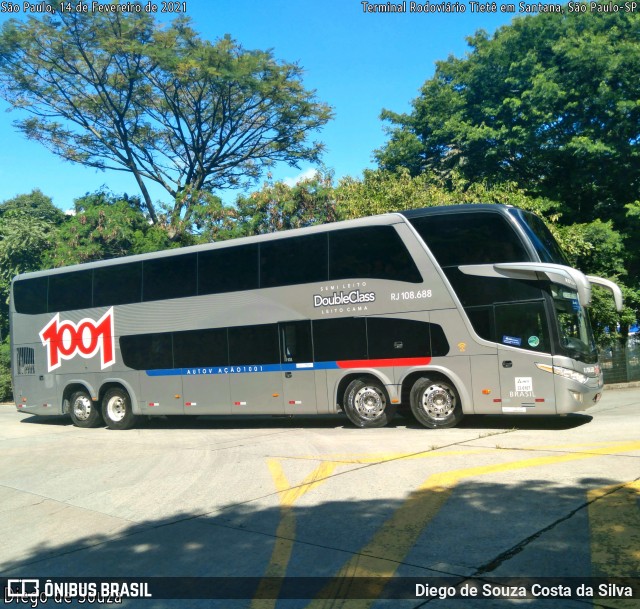 Auto Viação 1001 RJ 108.688 na cidade de São Paulo, São Paulo, Brasil, por Diego de Souza Costa da Silva. Número da foto: #8733033.