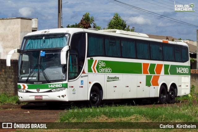 Cia. São Geraldo de Viação 14280 na cidade de Foz do Iguaçu, Paraná, Brasil, por Carlos Kircheim. ID da foto: 8732090.