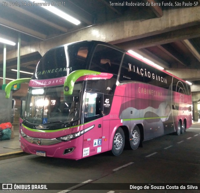 Viação Garcia 86105 na cidade de São Paulo, São Paulo, Brasil, por Diego de Souza Costa da Silva. ID da foto: 8733078.