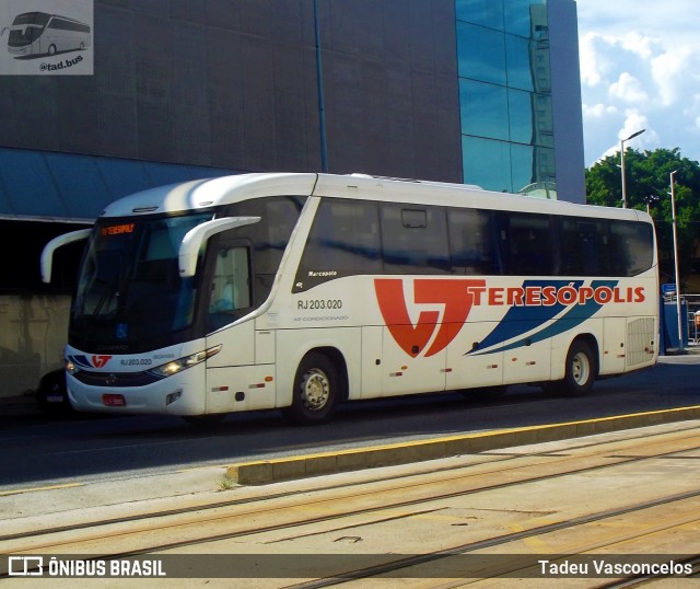 Viação Teresópolis RJ 203.020 na cidade de Rio de Janeiro, Rio de Janeiro, Brasil, por Tadeu Vasconcelos. ID da foto: 8697076.